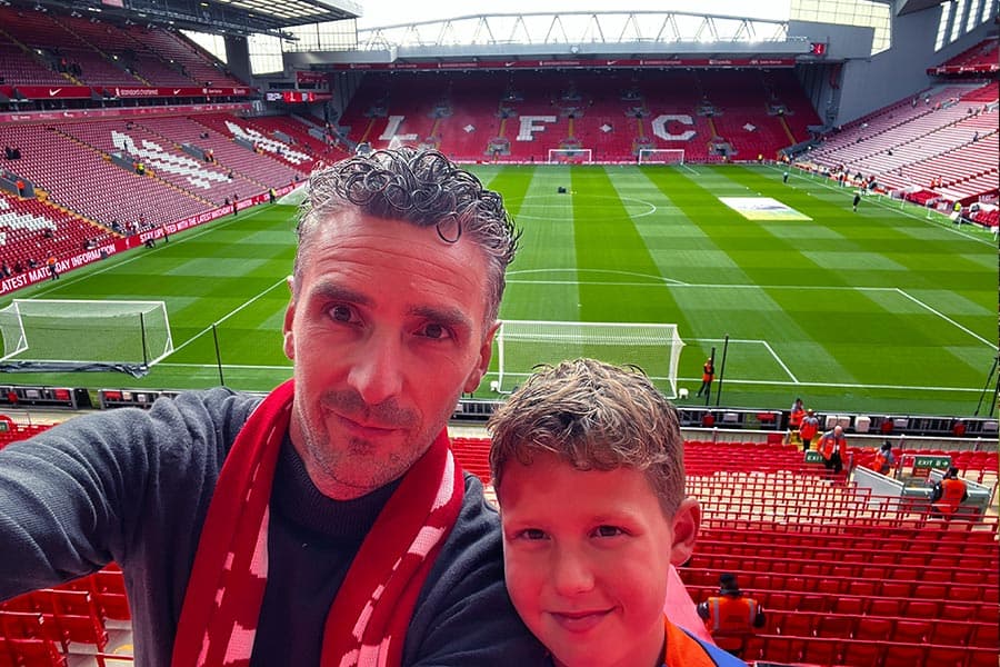 Anfield, het stadion van Liverpool FC, op een wedstrijddag